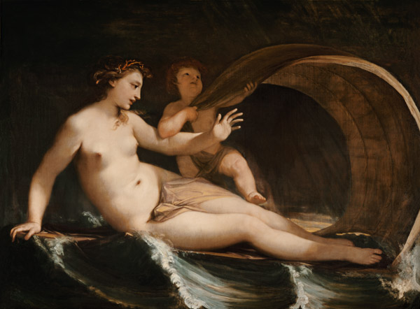Venus y Amor sobre el mar en movimiento de Antonio Bellucci