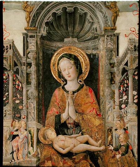 Virgin adoring the Child  (detail of 60664) de Antonio da Negroponte