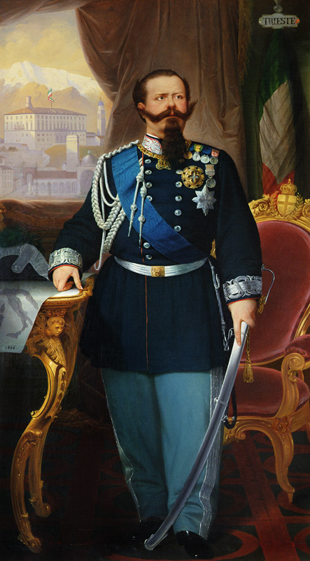 Portrait of Victor Emmanuel II (1820-78) King of Sardinia and Italy de Antonio Dugoni