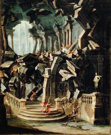 Samson Destroying the Temple of Dagan, god of the Philistines de Antonio Joli