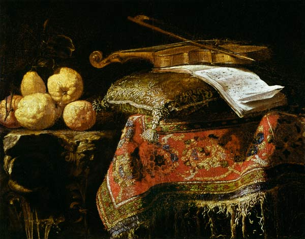 Still Life of Fruit and Musical Instruments de Antonio Pereda y Salgado