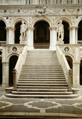 View of the Scala dei Giganti, designed by Antonio Rizzo with statues of Mars and Neptune by Jacopo de Antonio Rizzo