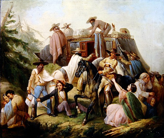 Attack on a stagecoach brigands de Antonio Serrano