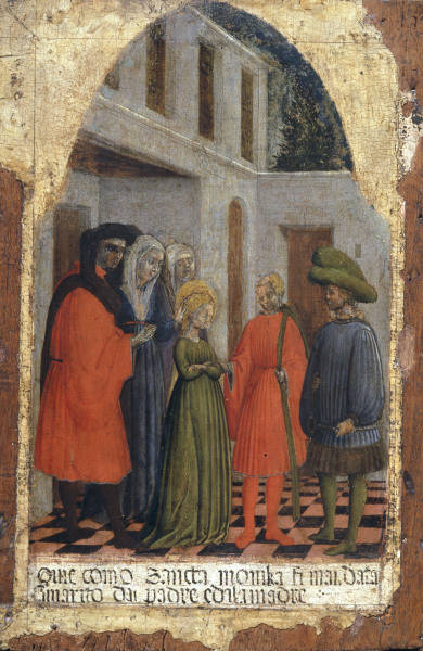 Vivarini, Antonio c.1415 - 1476/84. ''The marriage of Saint Monica'', undat. On wood, 46.5 x 31.5cm. de Antonio Vivarini