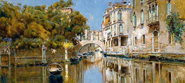 A Sunlit Canal, Venice de Antonio María De Reyna Manescau