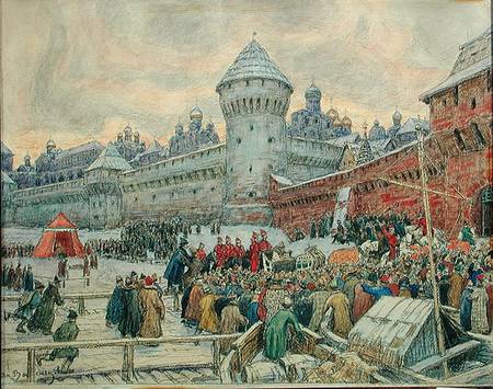 Ancient Moscow, departure after a fisticuffs de Apollinari Mikhailovich Vasnetsov
