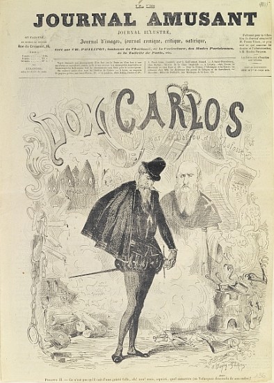 Front page of ''Le Journal Amusant'', with a caricature of Don Carlos, from the opera ''Don Carlos'' de Arjou Henri Darfou
