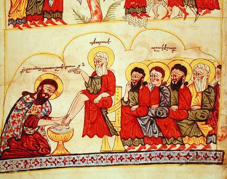 Ms 404 fol.7v Christ washing the disciples feet de Armenian School