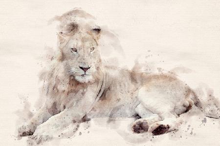 Abstract African Lion Watercolor Art