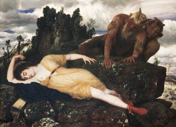 Sleeping Diana Watched by Two Fauns de Arnold Böcklin