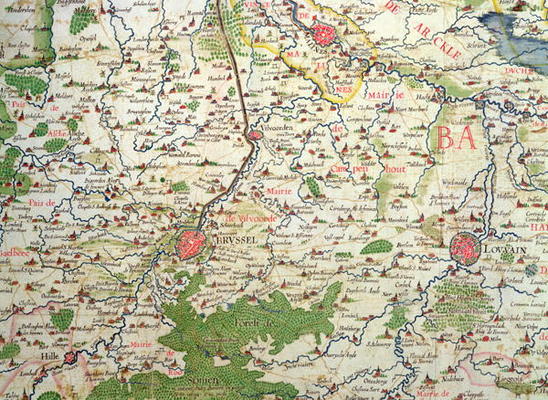Map of Belgium at the time of the Thirty Years War (1618-48), from the 'Theatre des guerres entre le de Arnold Florent van Langren