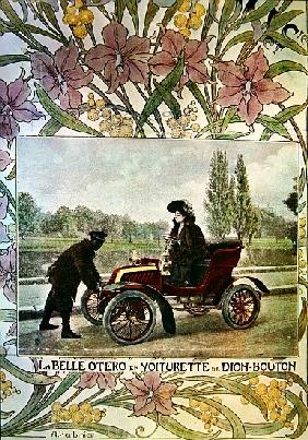 La Belle Otero at the wheel of a De Dion-Bouton car, c.1900