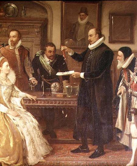Dr William Gilberd (1540-1603) Showing his Experiment on Electricity to Queen Elizabeth I and her Co de Arthur Ackland Hunt