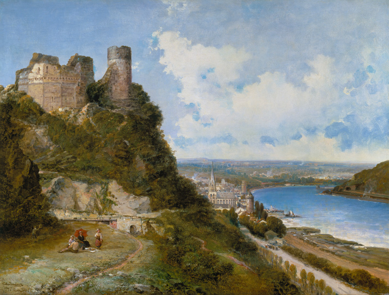 Look at Oberwesel at the Rhine with the ruins of a de Arthur Joseph Meadows
