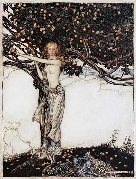Freia, the fair one. Illustration for "The Rhinegold and The Valkyrie" by Richard Wagner de Arthur Rackham
