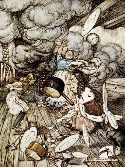 In the Duchess''s Kitchen, illustration to ''Alice''s Adventures in Wonderland'' Lewis Carroll (1832 de Arthur Rackham