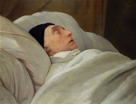 Marie Joseph (1757-1834) Marquise de La Fayette, on his Deathbed de Ary Scheffer