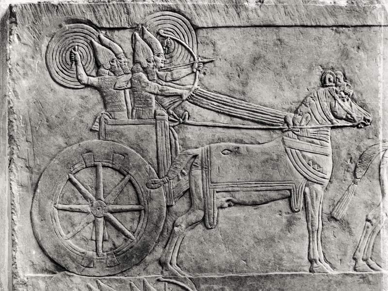 Fragment of a relief depicting the Assyrian army in battle, from the Palace of Ashurbanipal in Ninev de Assyrian