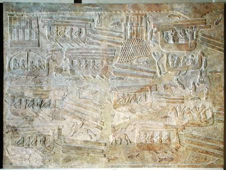 Relief depicting the transport of wood by sea de Assyrian