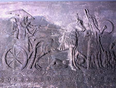 Sargon II (721-705 BC) on a Battle Chariot, from the Palace of Sargon II at Khorsabad, Iraq de Assyrian