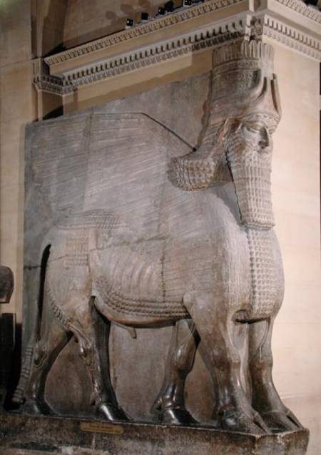 Winged bull from the facade of the Palace of King Sargon II at Khorsabad, Iraq de Assyrian