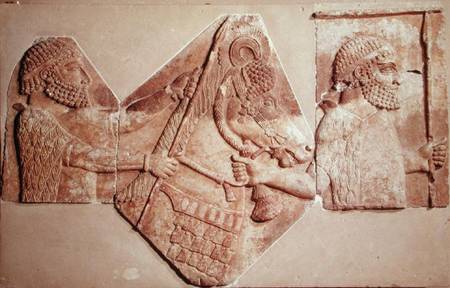 Fragment of a relief depicting Median tributaries de Assyrian School