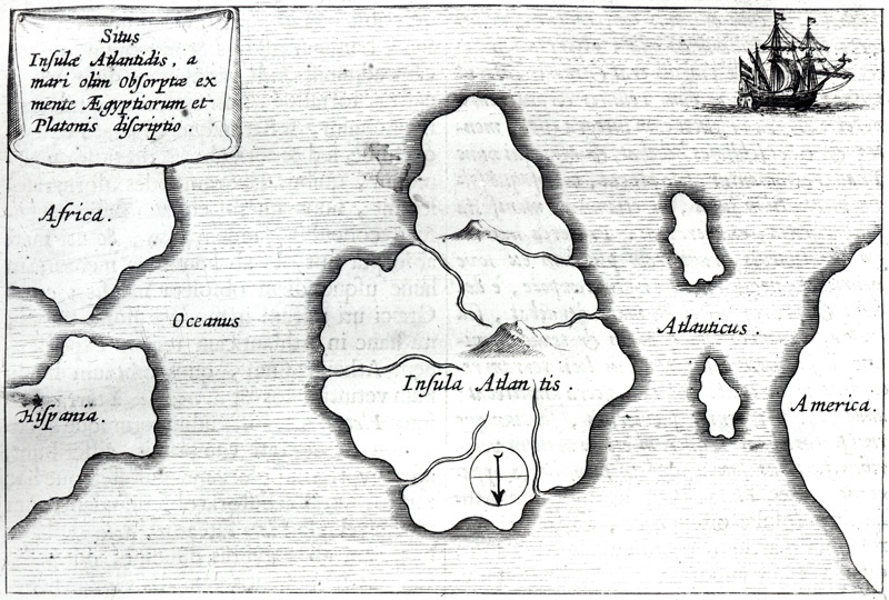 Map of Atlantis, from ''Mundus Subterraneus'', 1665-68 de Athanasius Kircher