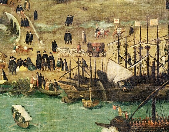 The Port of Seville, c.1590 (detail) de (attr. to) Alonso Sanchez Coello