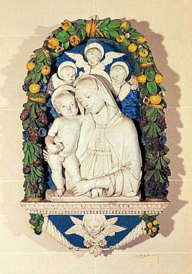 Virgin and Child (polychrome glazed terracotta) de (attr. to) Andrea Della Robbia