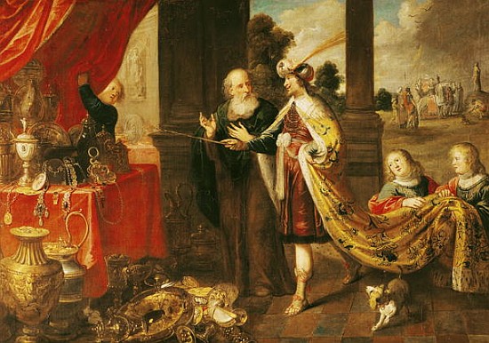 Ahasuerus Showing his Treasure to Mordecai de (attr. to) Claude Vignon