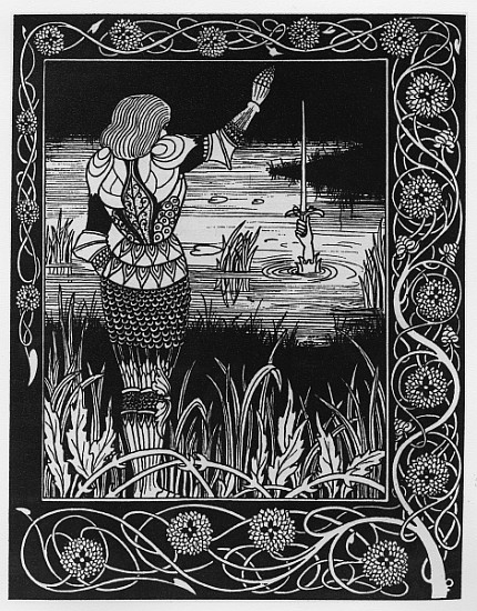 How Sir Bedivere Cast the Sword Excalibur into the Water, an illustration from ''Le Morte d''Arthur' de Aubrey Vincent Beardsley