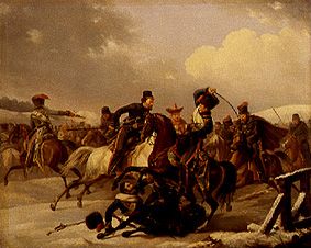 Cossacks attack a French unity. de August Joseph Desarnod d.Ä.