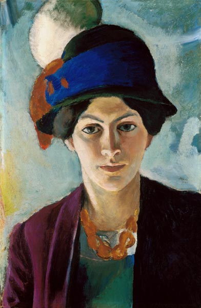 Frau des Künstlers mit Hut. 1909 de August Macke