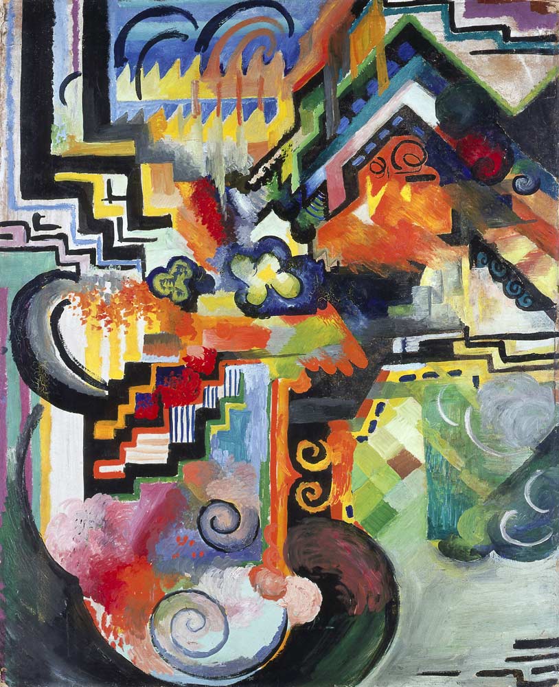 Colored composition (Hommage à Bach) de August Macke