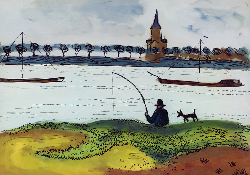 Río con pescador de August Macke