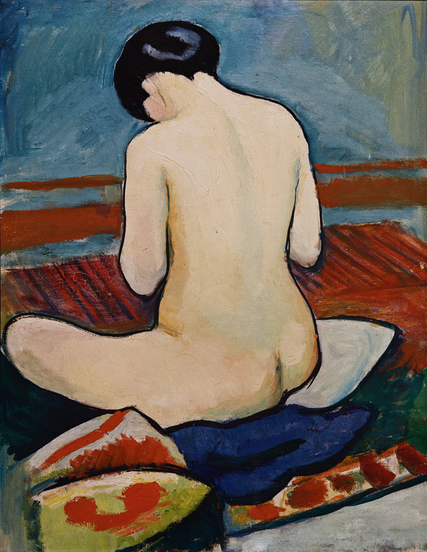 resting nude with pillow de August Macke