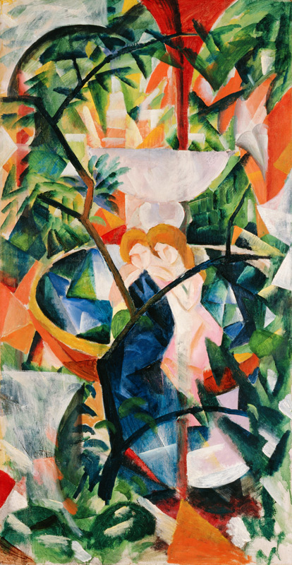 Two girls at the fountain de August Macke