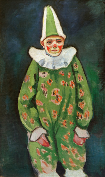 Clown in grünem Kostüm de August Macke