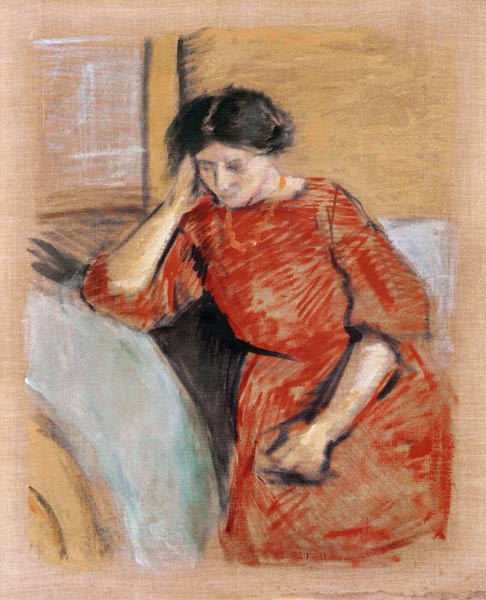 Elisabeth in a red dress de August Macke
