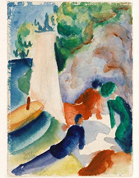 Picnic on the Beach (Picnic after Sailing) de August Macke