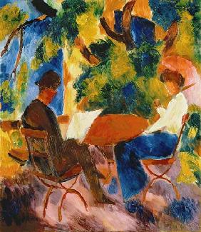 Couple at the garden table