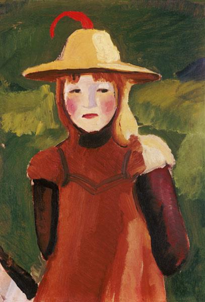 Chica granjera con sombrero de paja