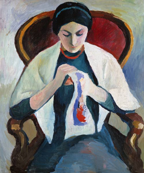 Woman Sewing de August Macke