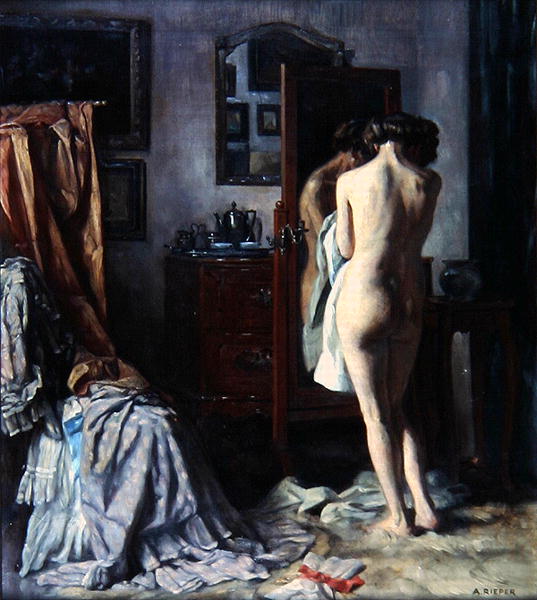 The Boudoir, c.1910 (oil on canvas)  de August Rieper
