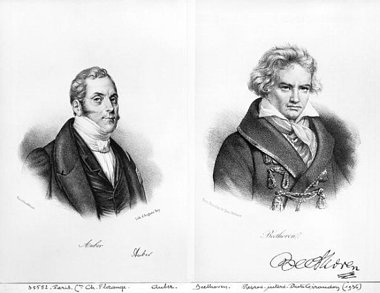 Esprit Auber (1782-1871) and Ludwig van Beethoven (1770-1827) de Auguste Bry