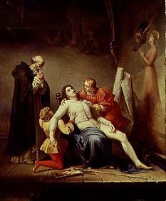 The death of the painter Masaccio. de Auguste Couder