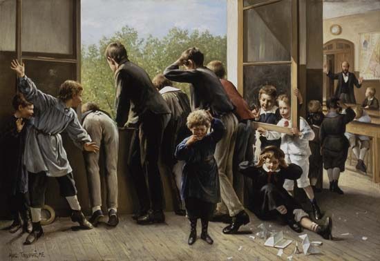 Before the teacher comes. de Auguste Joseph Truphème