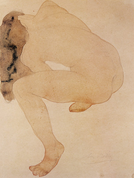 Seated nude bending over de Auguste Rodin