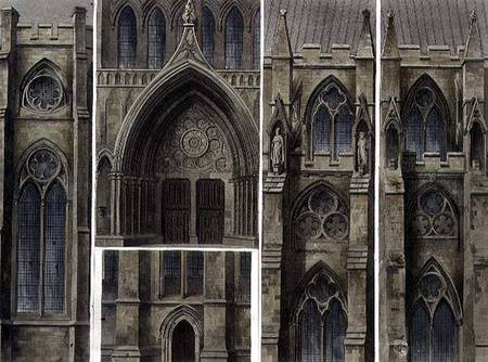 Fragments, Windows and Doors, plate 13 from 'Westminster Abbey', engraved by Thomas Sutherland de Augustus Charles Pugin