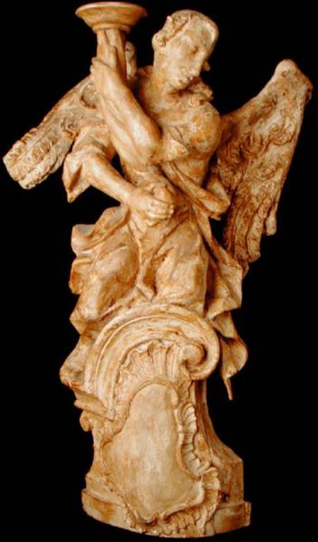 One of a pair of carved angel candlesticks de Austrian School